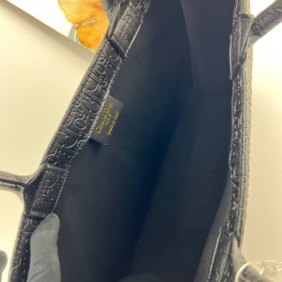 Christian Dior Embossed Black Signature Tote Bag