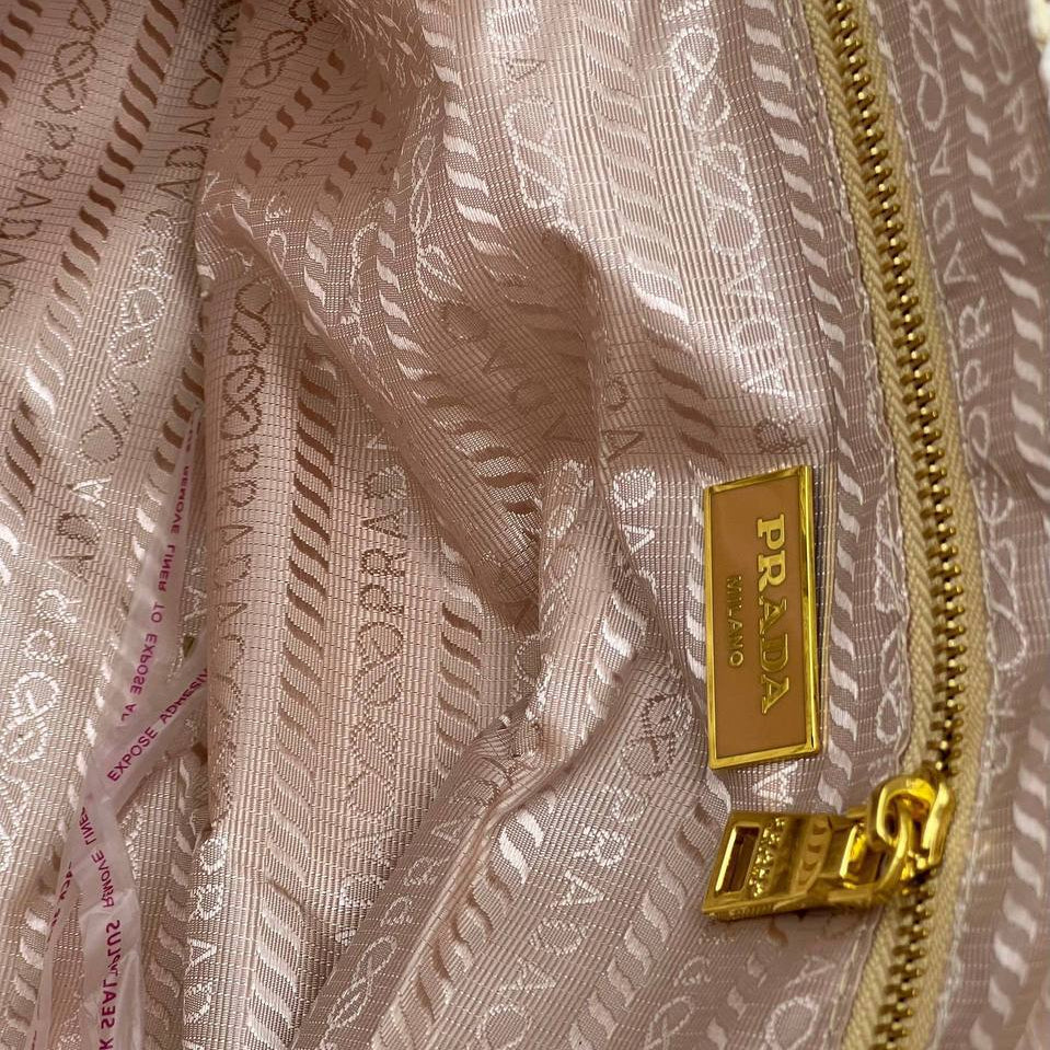Prada Woven Straw Tote with Tan Leather Handles
