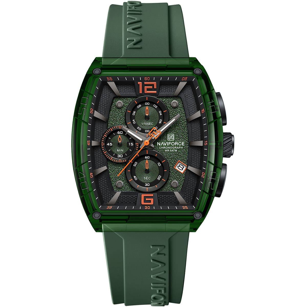 NAVIFORCE Green Textured Chronograph Silicone Sport Watch