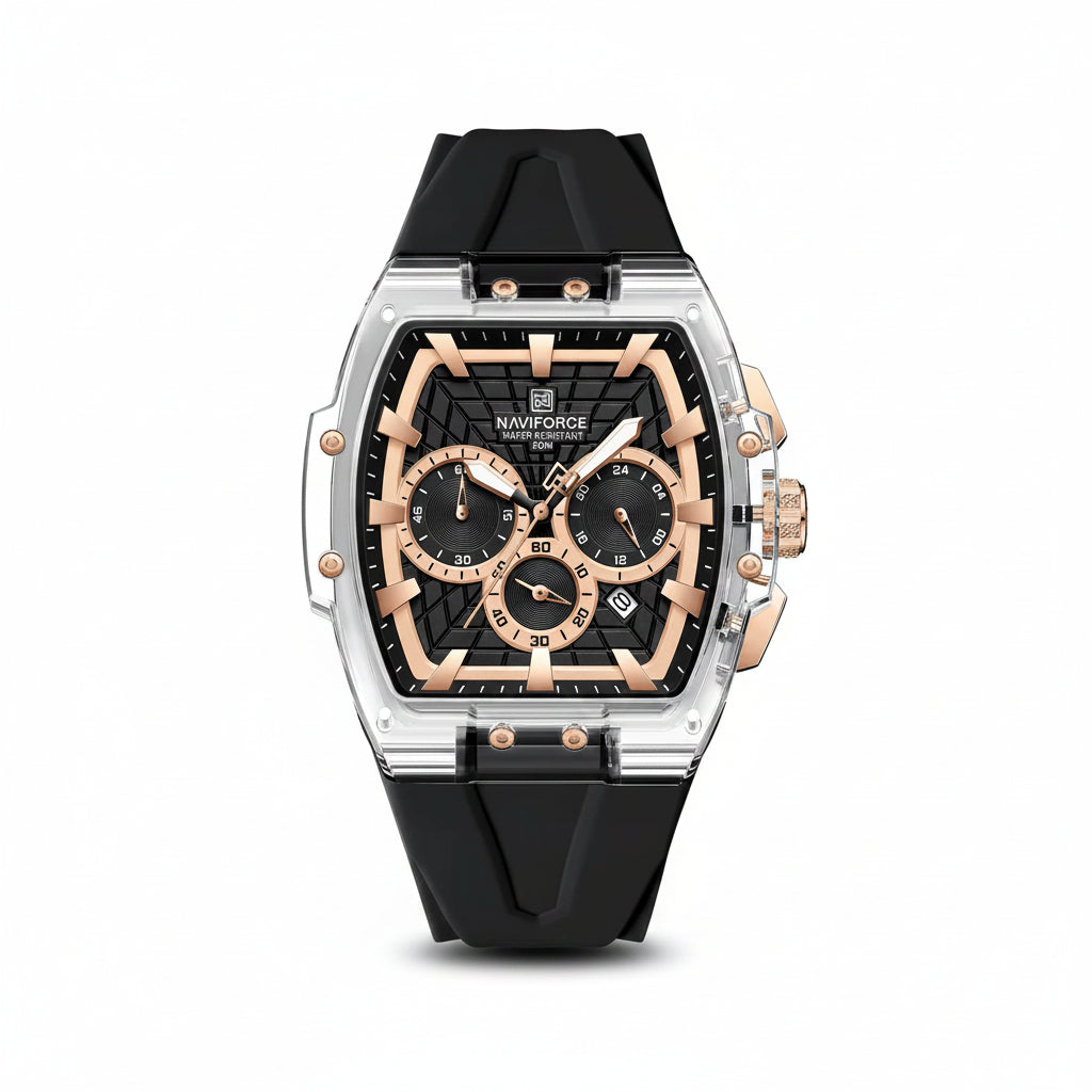 NAVIFORCE Tonneau Transparent Chronograph Watch