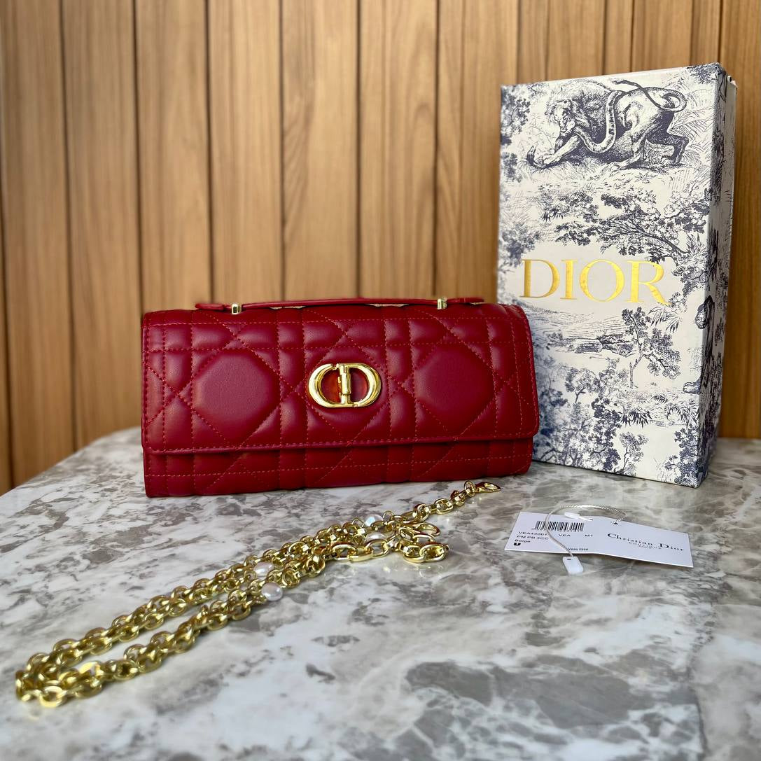 Dior Quilted Patent Leather Chain Bag with Gold Hardware