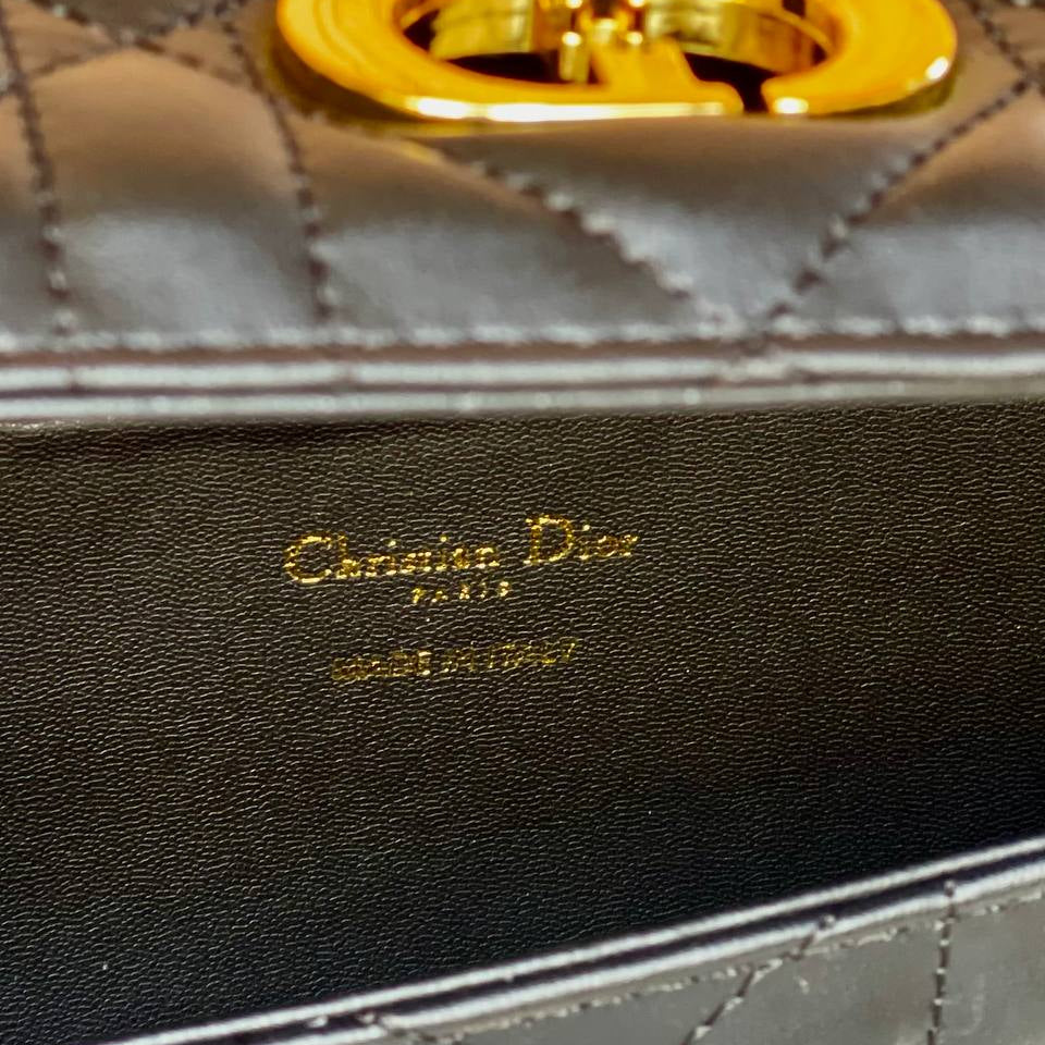 Dior Quilted Patent Leather Chain Bag with Gold Hardware