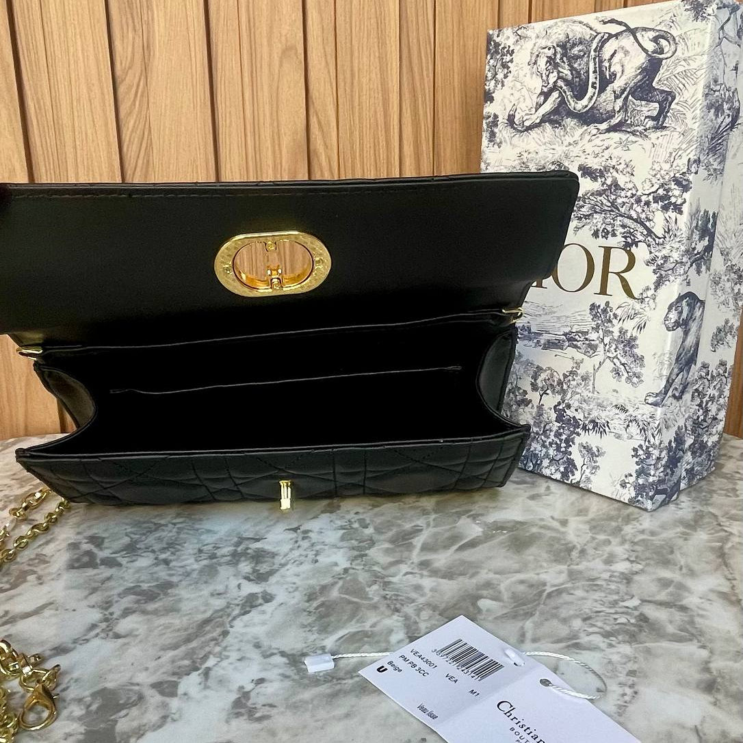 Dior Quilted Patent Leather Chain Bag with Gold Hardware