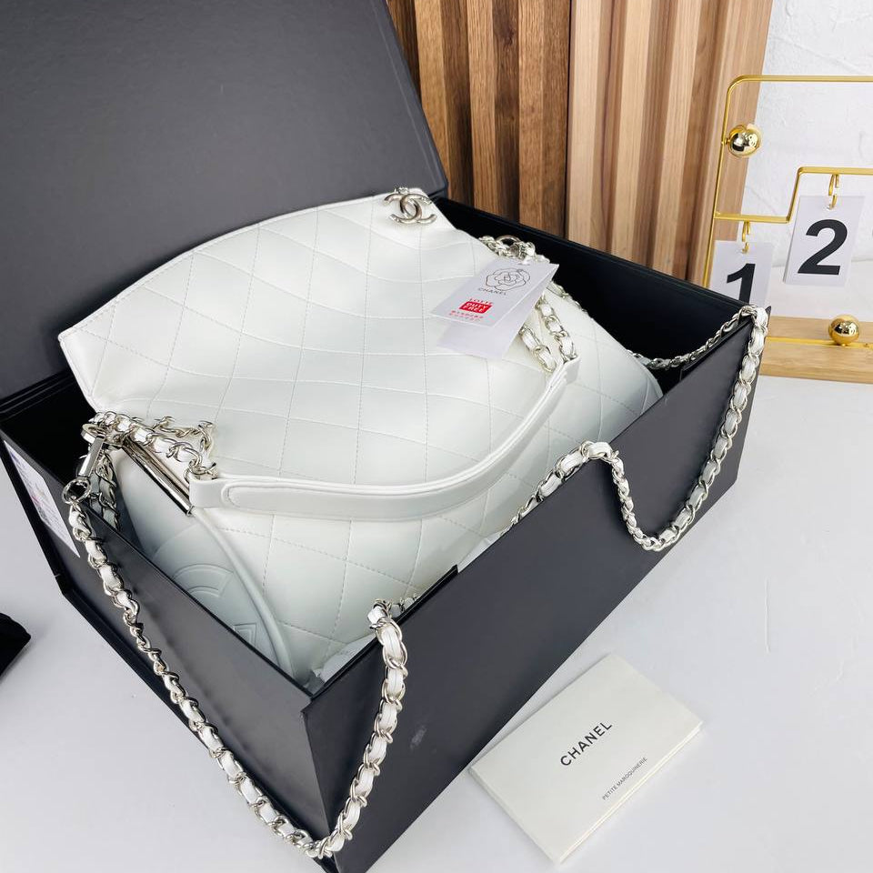 Chanel Large Quilted Leather Bag with Chain Strap