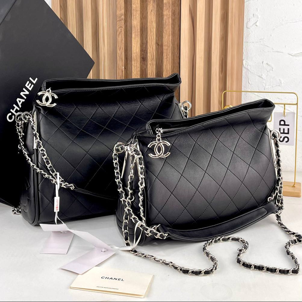 Chanel Large Quilted Leather Bag with Chain Strap
