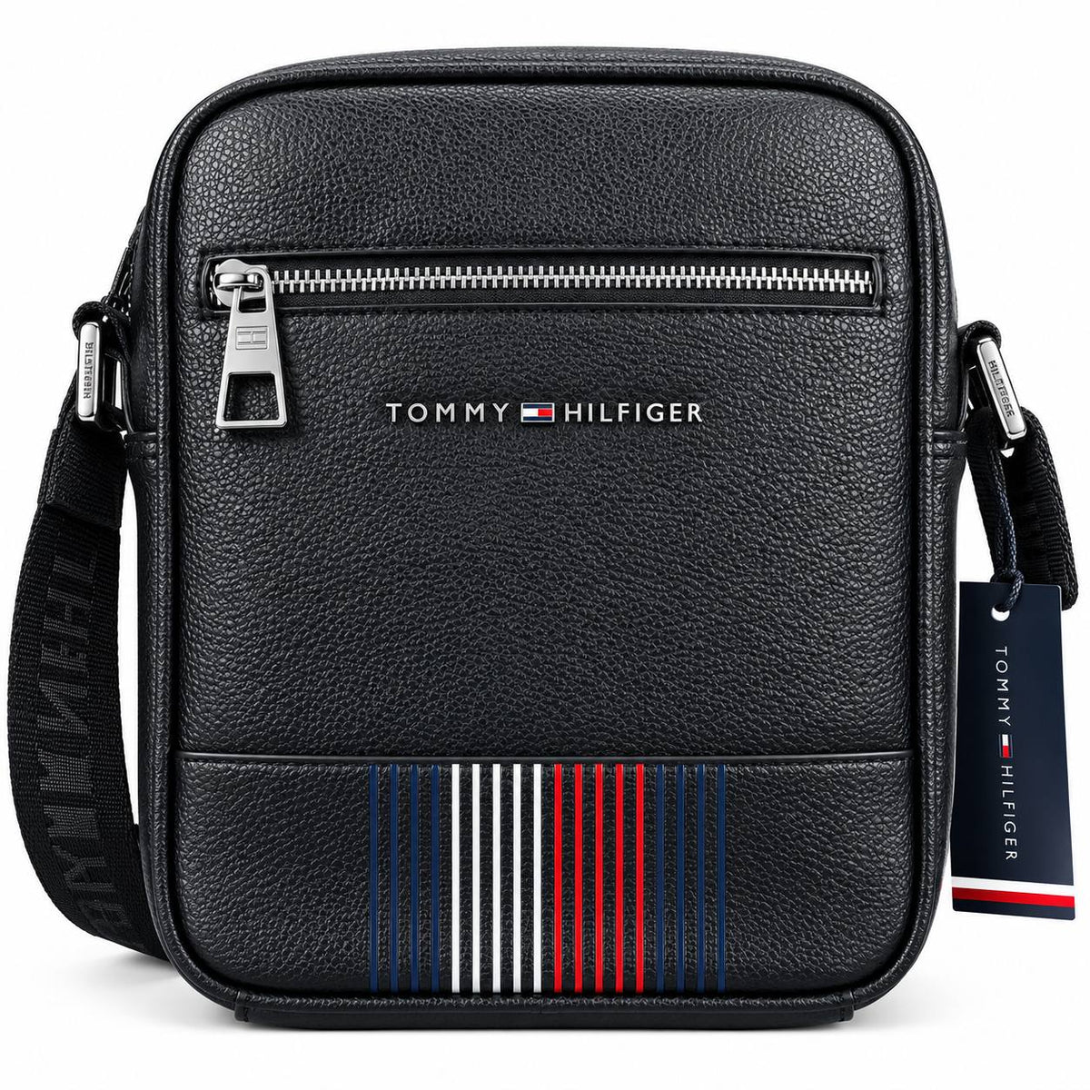 Tommy Hilfiger Textured Faux Leather Crossbody with Signature Stripe