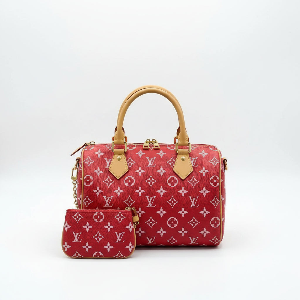 Louis Vuitton Monogram Blue Handbag with Matching Coin Purse