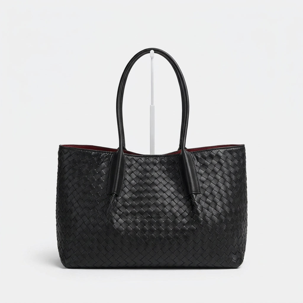Bottega Veneta Style Woven Leather Tote with Interior Pouch