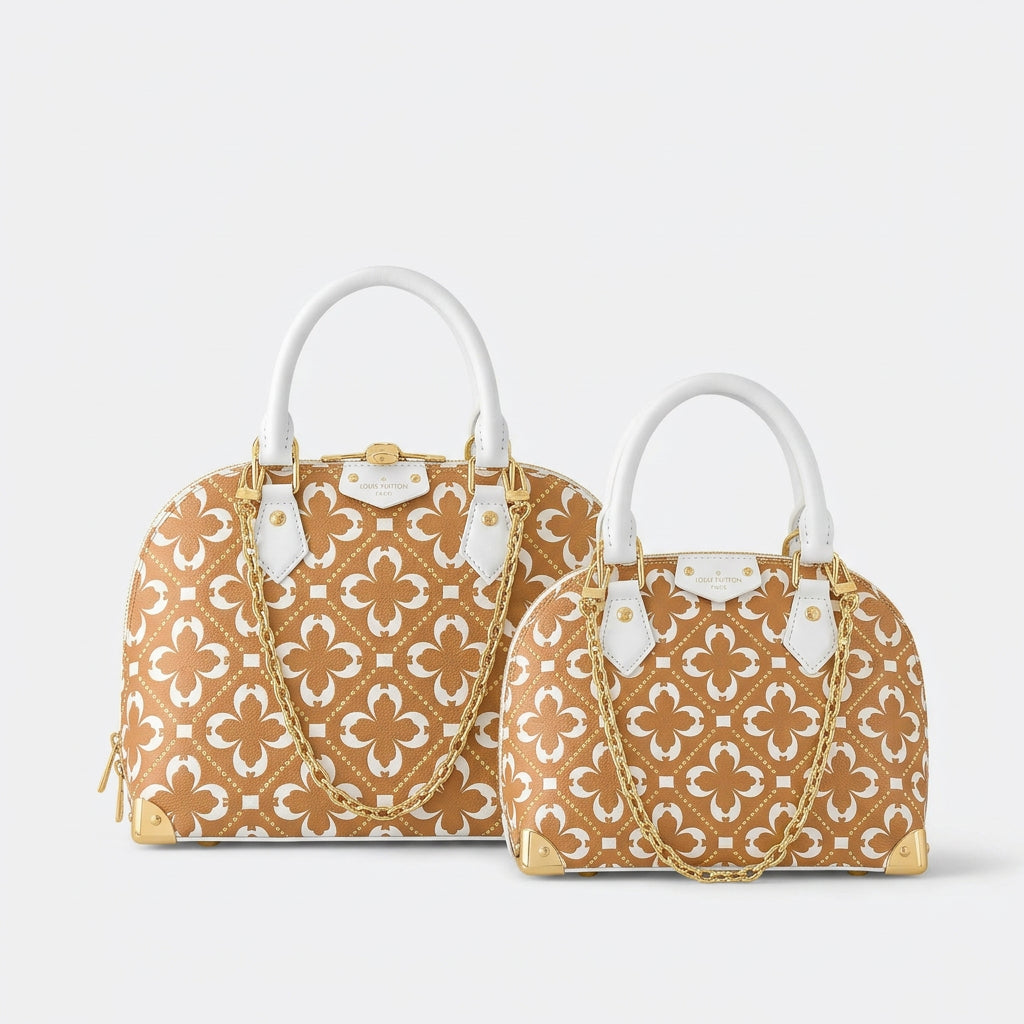 Monogram Pattern Dome Handbag with Chain Strap