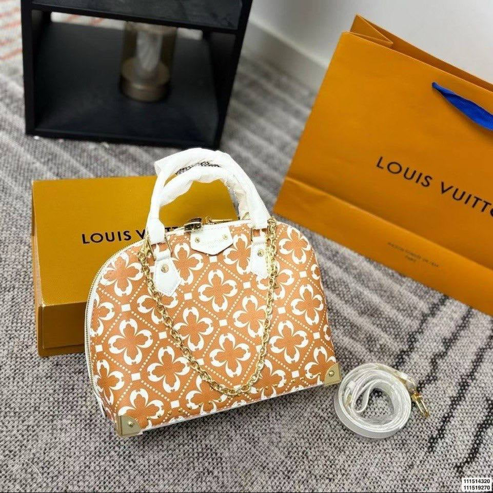 Monogram Pattern Dome Handbag with Chain Strap