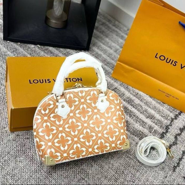 Monogram Pattern Dome Handbag with Chain Strap