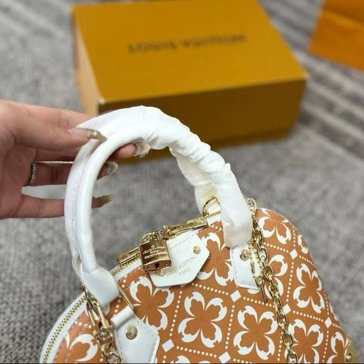 Monogram Pattern Dome Handbag with Chain Strap