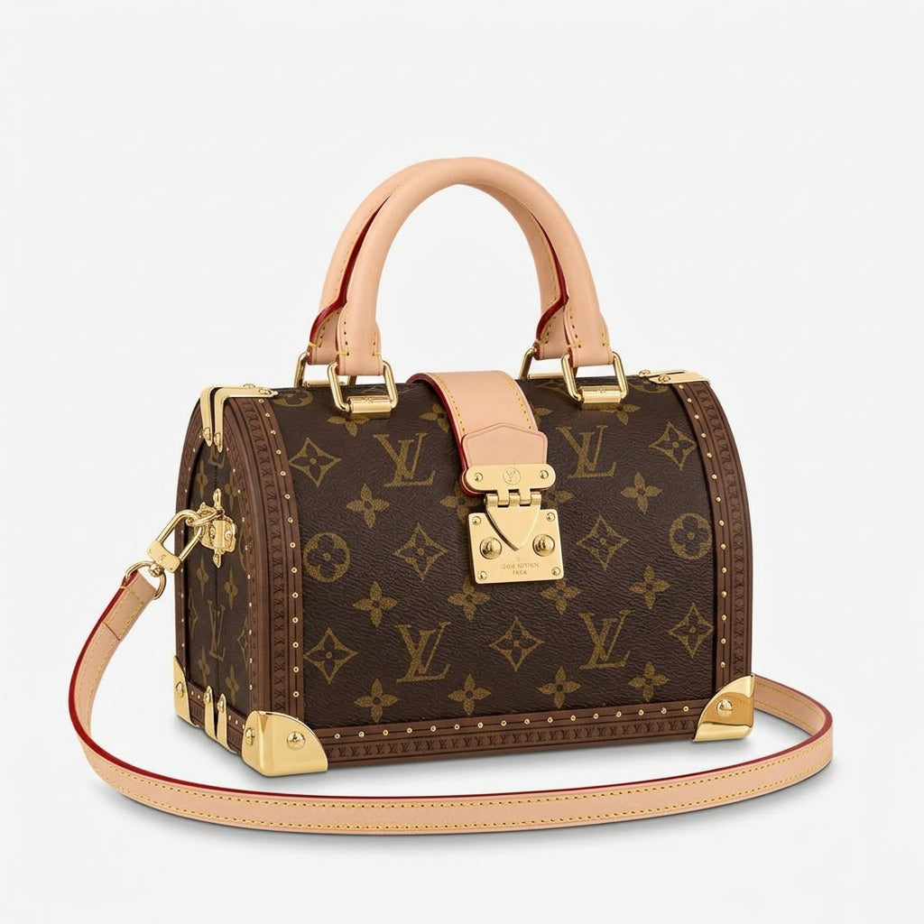 Louis Vuitton Speedy Trunk Handbag with Gold-Tone Hardware