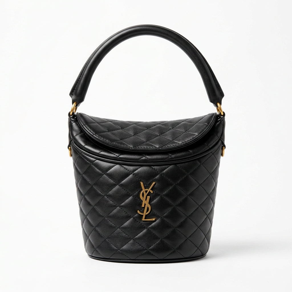 Saint Laurent Quilted Bucket Bag with Gold Hardware
