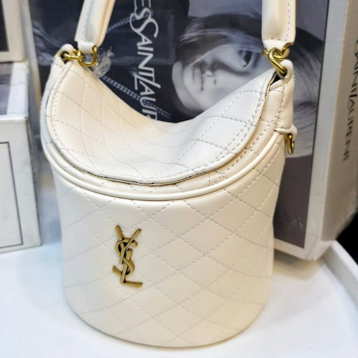 Saint Laurent Quilted Bucket Bag with Gold Hardware