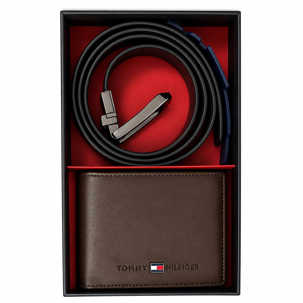 Tommy Hilfiger Signature Wallet and Double Faced Belt Gift Set
