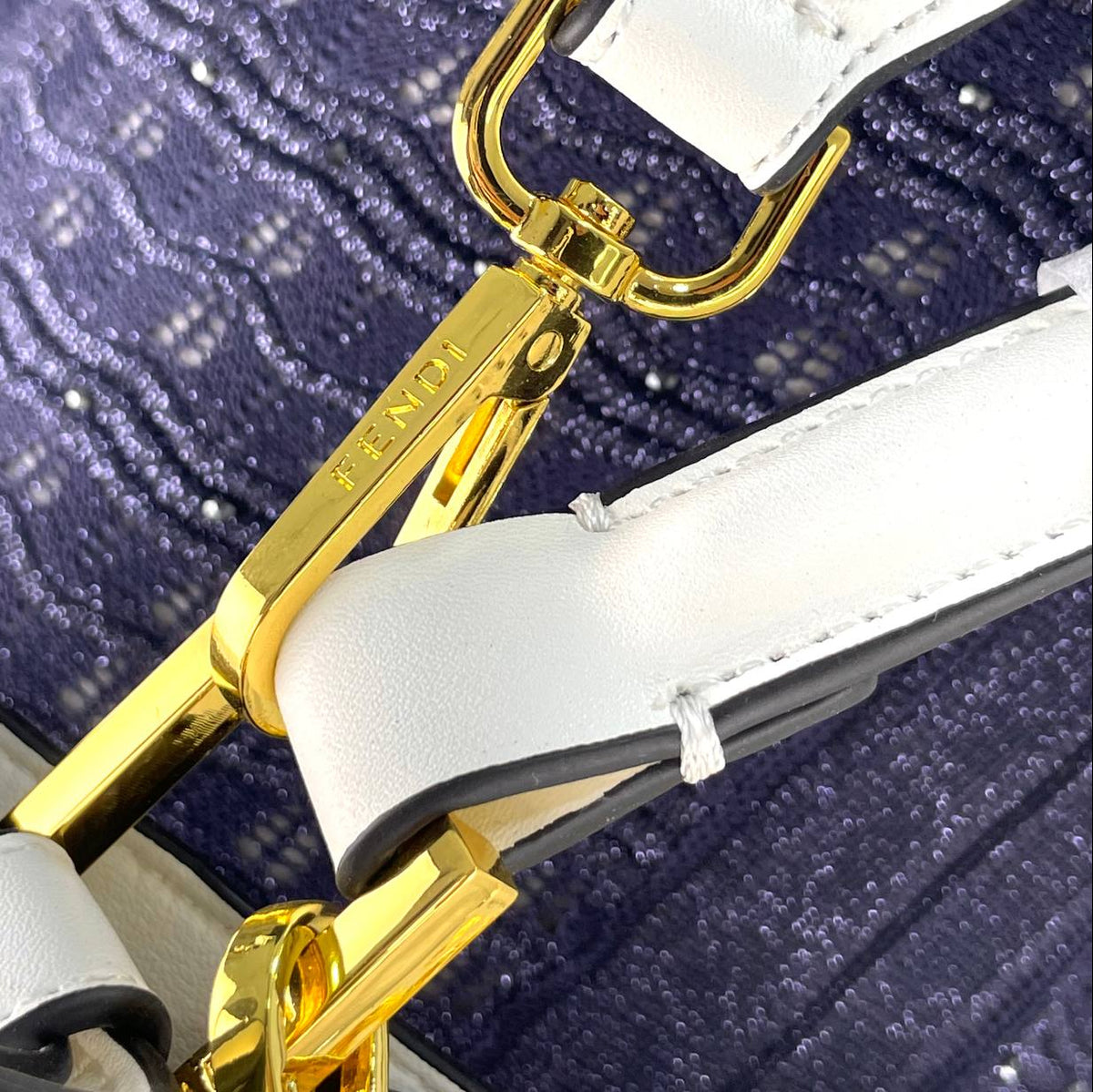 Elegant Fendi Style Handbag with Gold-Tone Chain Detail
