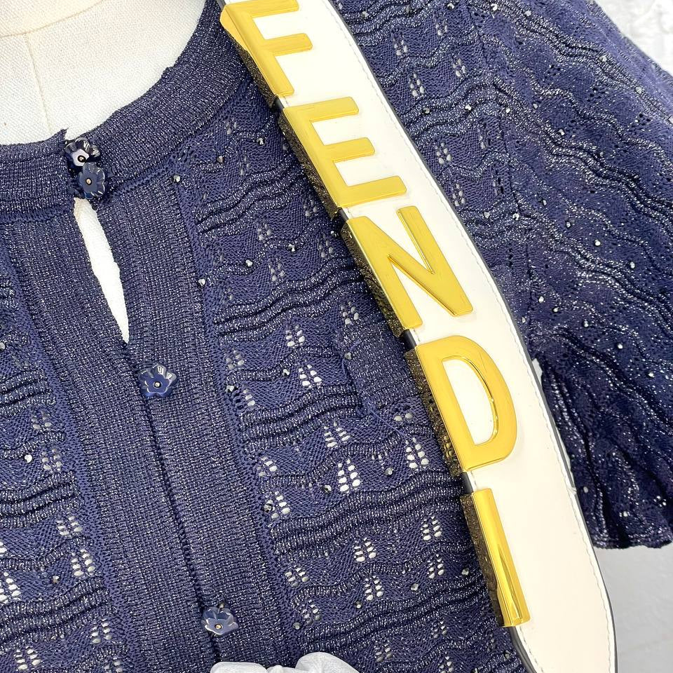 Elegant Fendi Style Handbag with Gold-Tone Chain Detail