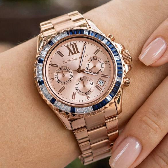 Michael Kors MK5755 Rose Gold and Blue Stainless Steel Watch