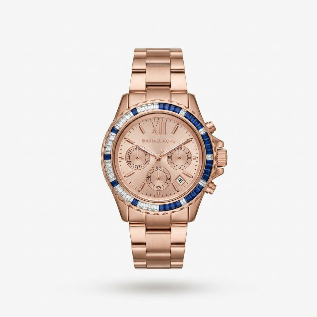 Michael Kors MK5755 Rose Gold and Blue Stainless Steel Watch