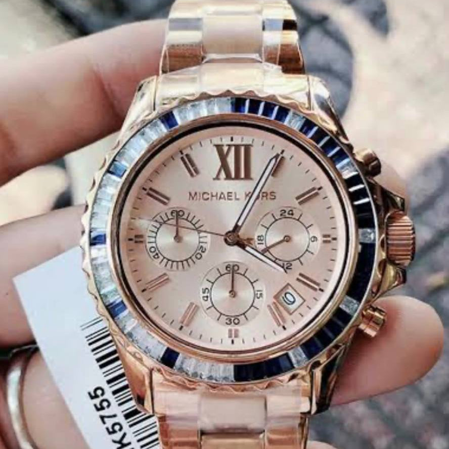 Michael Kors MK5755 Rose Gold and Blue Stainless Steel Watch