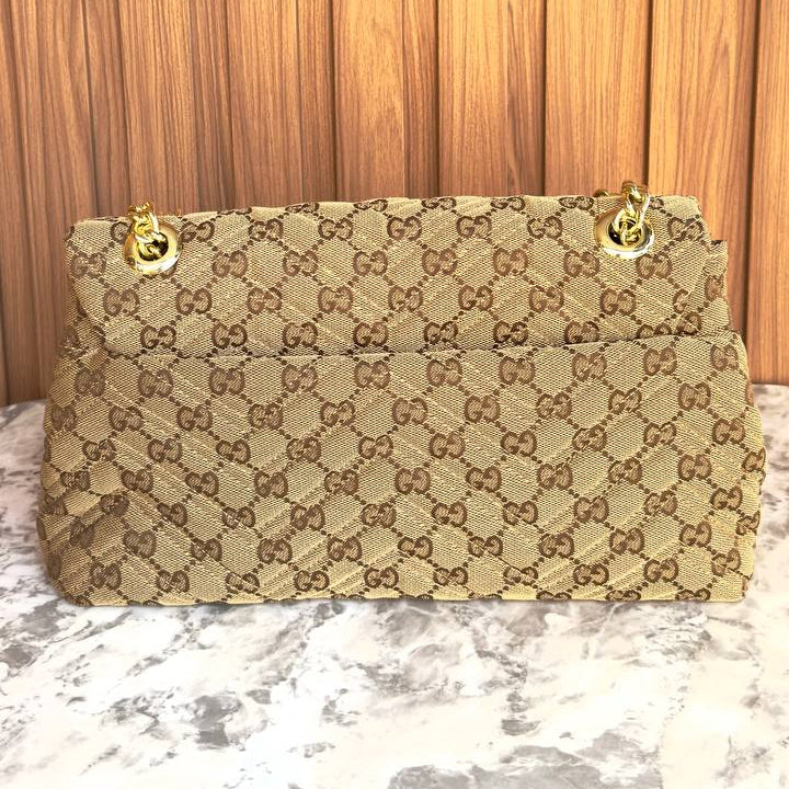 Gucci GG Monogram Canvas Bag with Gold Chain Strap ✨👜