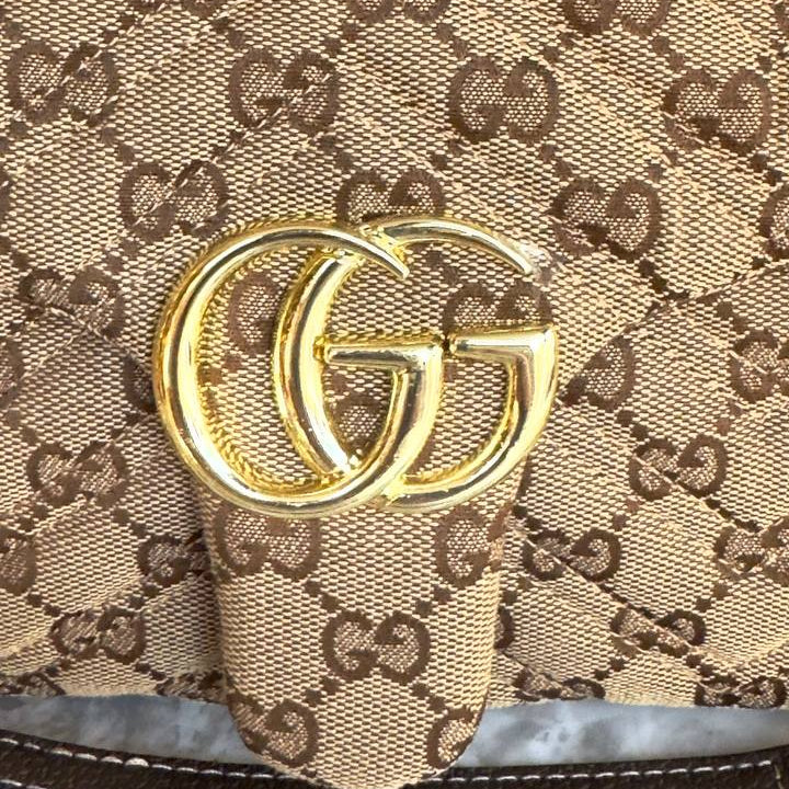 Gucci GG Monogram Canvas Bag with Gold Chain Strap ✨👜