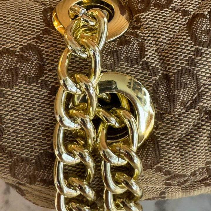 Gucci GG Monogram Canvas Bag with Gold Chain Strap ✨👜