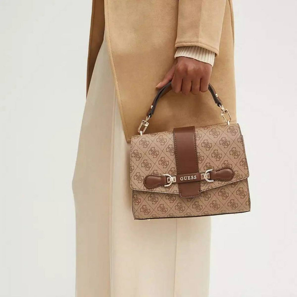 Guess Signature Flap Handbag with Gold Tone Hardware 👜✨