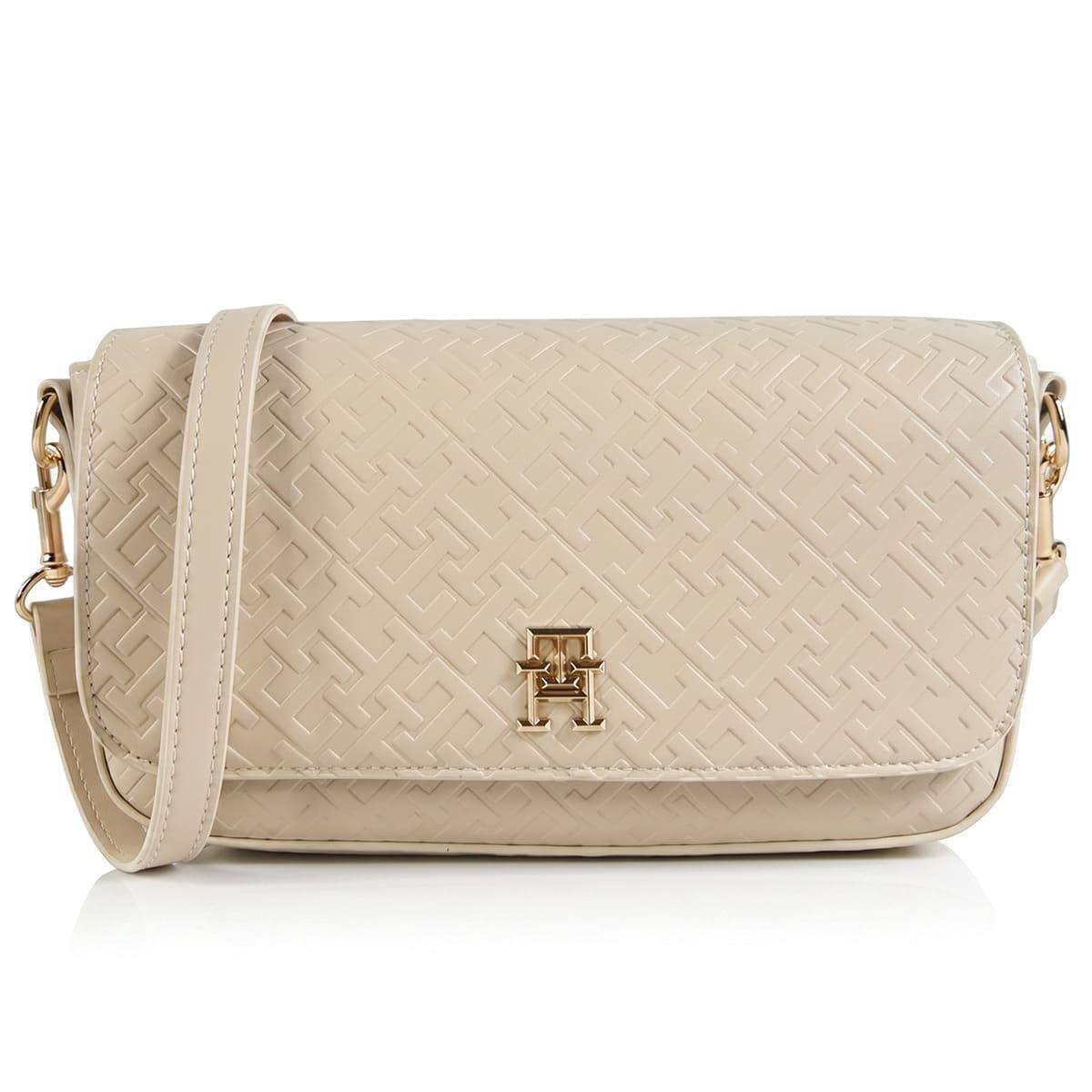 Tommy Hilfiger Monogram Embossed Shoulder Bag with Gold Hardware ✨👜