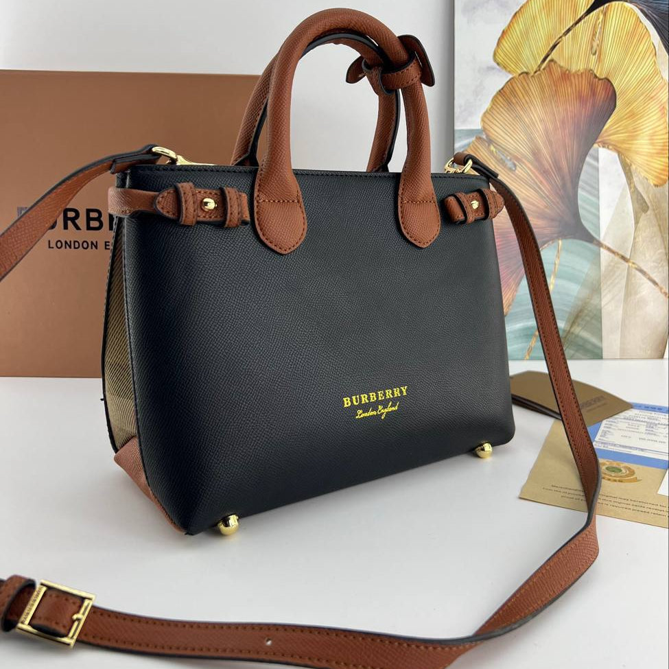 Burberry Two Tone Structured Handbag