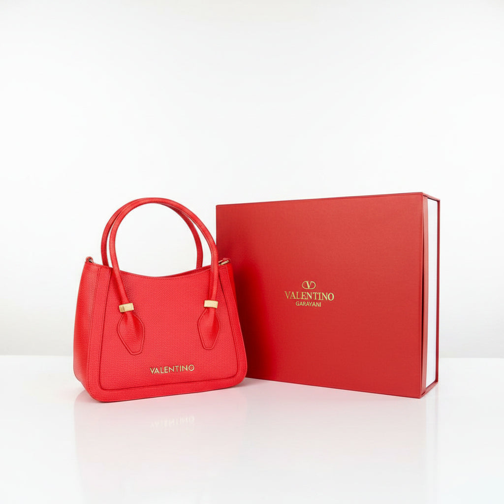 Valentino Garavani Signature Red Structured Handbag