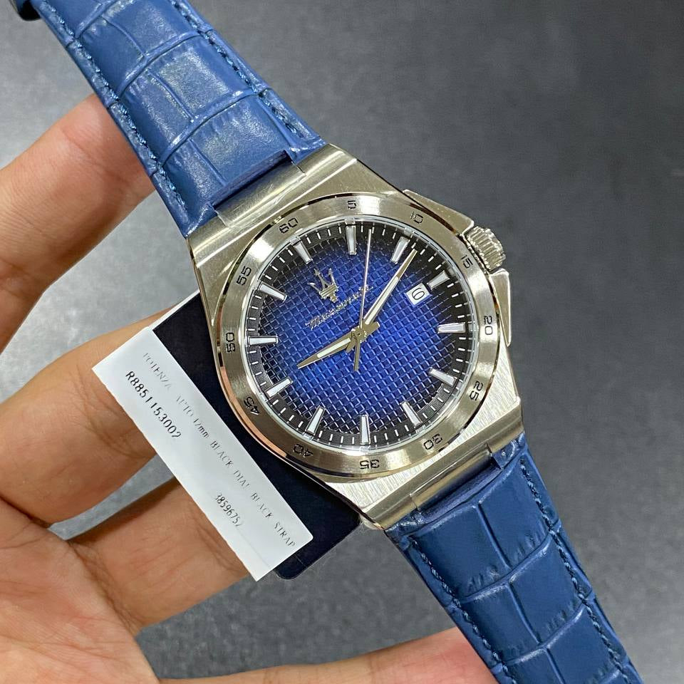 Maserati Potenza Automatic Watch with Textured Black Leather Strap