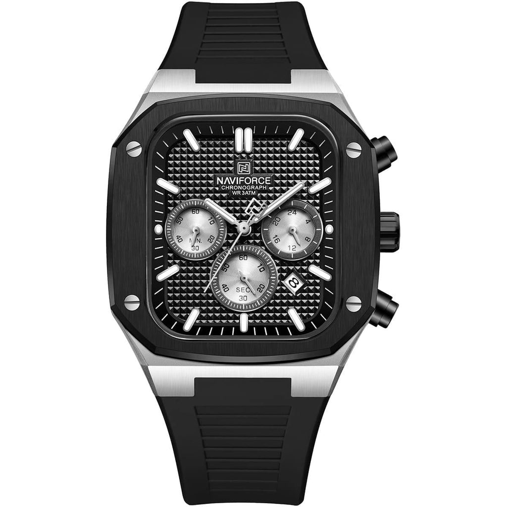 NAVIFORCE Square Chronograph Watch in Deep Blue Silicone