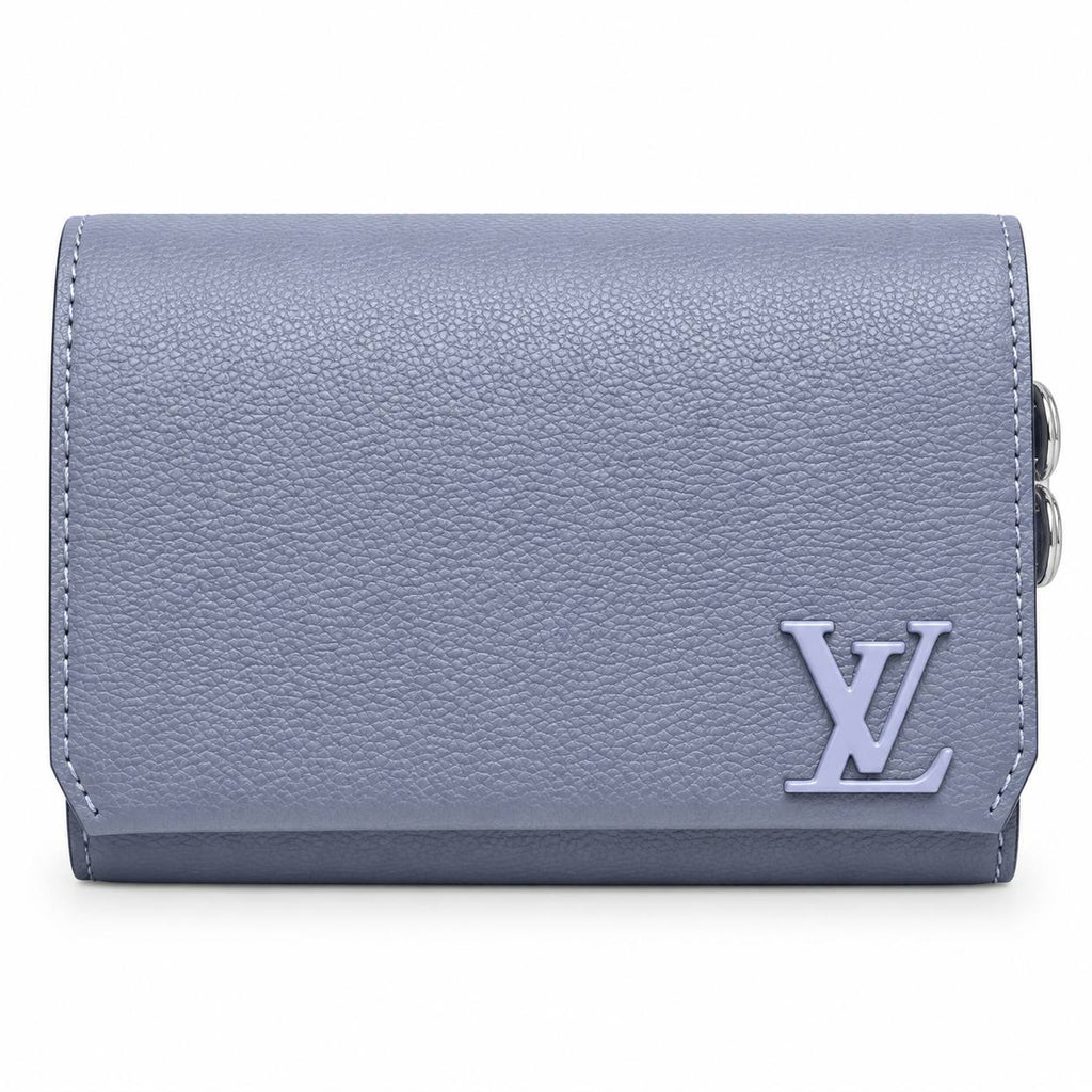 Louis Vuitton Blue Textured Leather Logo Wallet