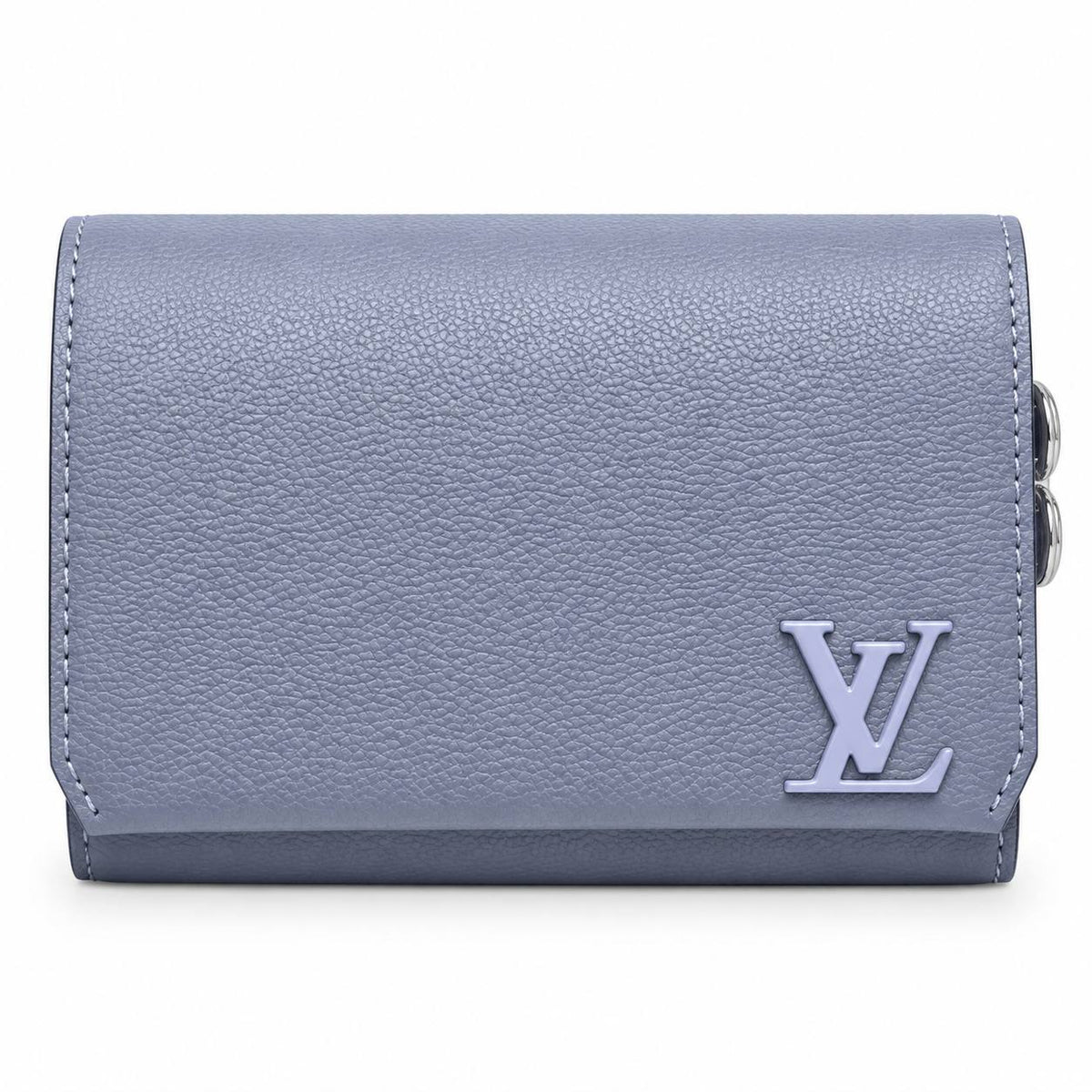 Louis Vuitton Blue Textured Leather Logo Wallet