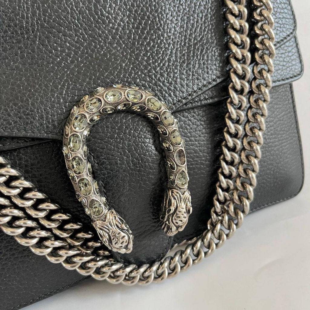 Gucci Dionysus Leather Chain Wallet with Tiger Head Closure