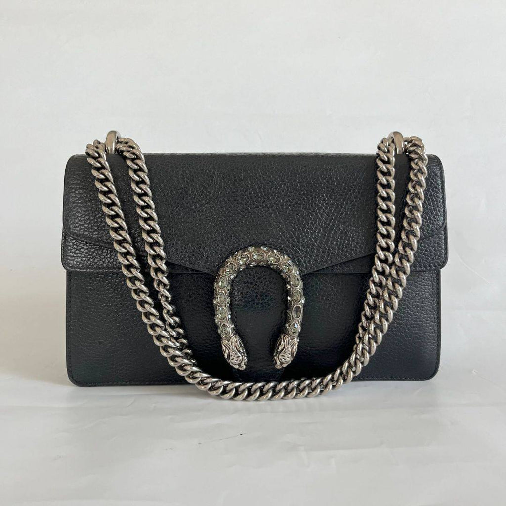 Gucci Dionysus Leather Chain Wallet with Tiger Head Closure