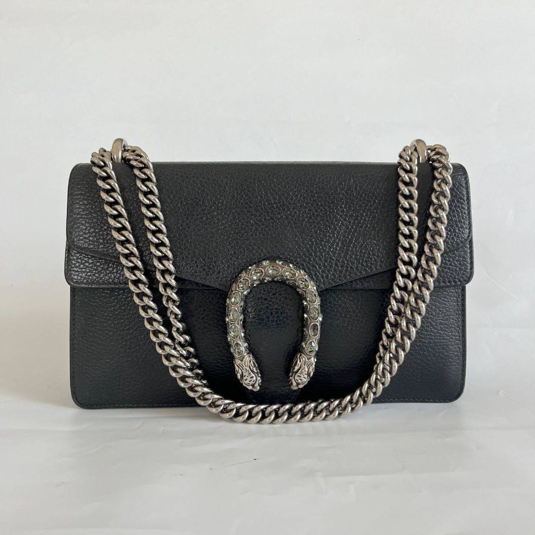 Gucci Dionysus Leather Chain Wallet with Tiger Head Closure