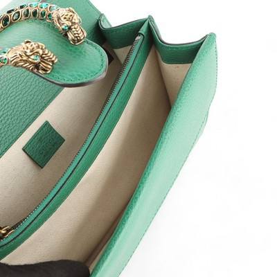 Gucci Dionysus Leather Chain Wallet with Tiger Head Closure