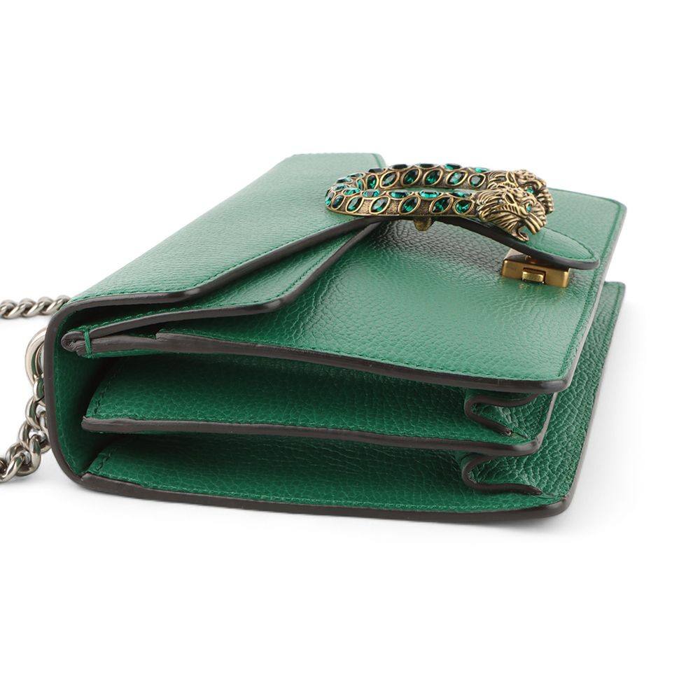 Gucci Dionysus Leather Chain Wallet with Tiger Head Closure