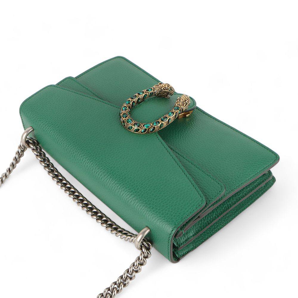 Gucci Dionysus Leather Chain Wallet with Tiger Head Closure