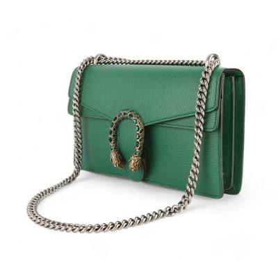 Gucci Dionysus Leather Chain Wallet with Tiger Head Closure