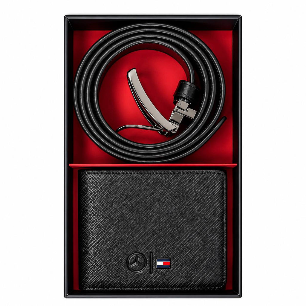 Tommy Hilfiger Signature Black Wallet and Double Faced Belt Gift Set
