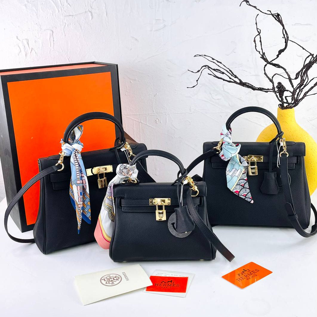 Genuine Leather Structured Handbag with Scarf and Smiley Charm