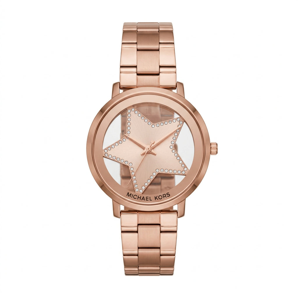Michael Kors Star Dial Rose Gold Tone Stainless Steel Watch