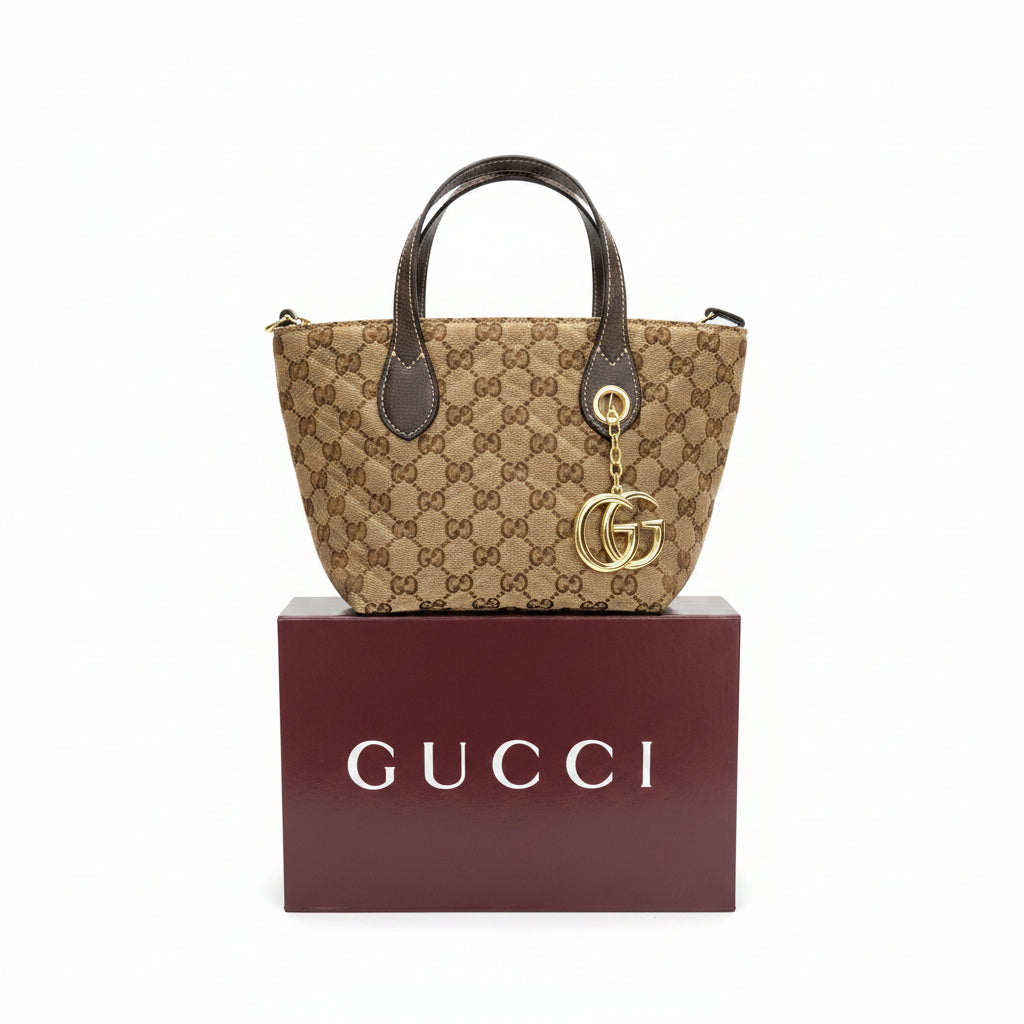 Gucci GG Monogram Tote Bag with Gold-Tone Charm 👜✨