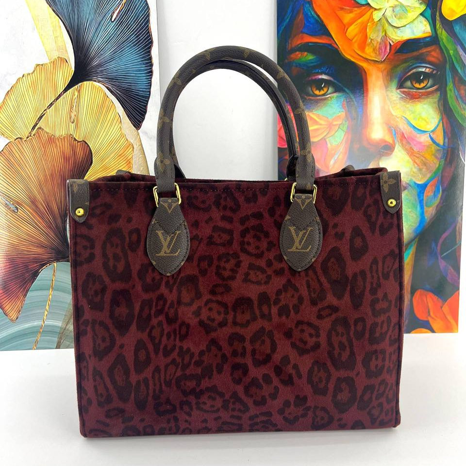 L.V Leopard Print Tote Bag with Signature Leather Handles 🐆👜