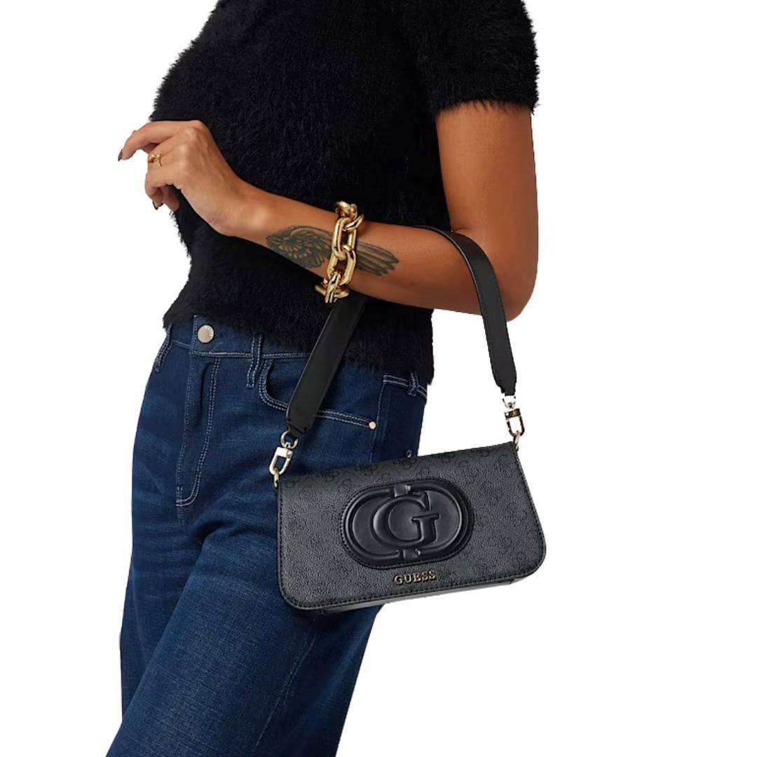 Guess Logo Embossed Shoulder Bag with Versatile Straps 👜✨