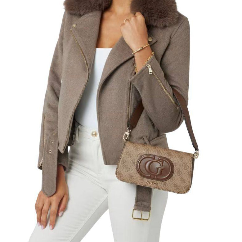 Guess Logo Embossed Shoulder Bag with Versatile Straps 👜✨